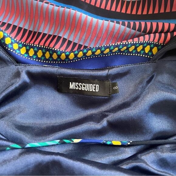 Missguided Silky Multicolor Scarf Patterned Backless Cami Dress - Picture 7 of 9